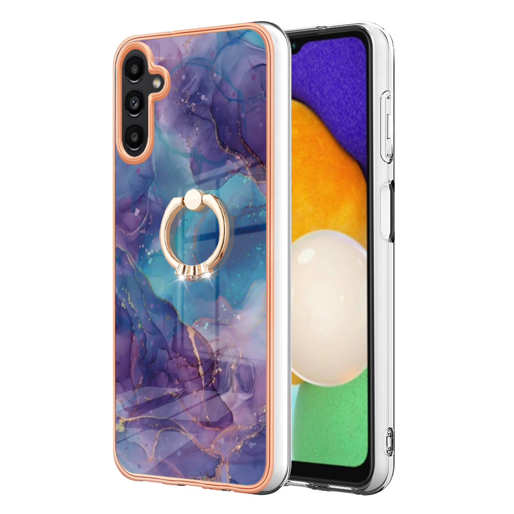 YB IMD Series-17 Style-E For Samsung Galaxy A55 5G Case 2.0mm TPU Marble Phone Cover with Ring Holder - Purple YB IMD Series-17 Style-E For Samsung Galaxy A55 5G Case 2.0mm TPU Marble Phone Cover with Ring Holder - Purple